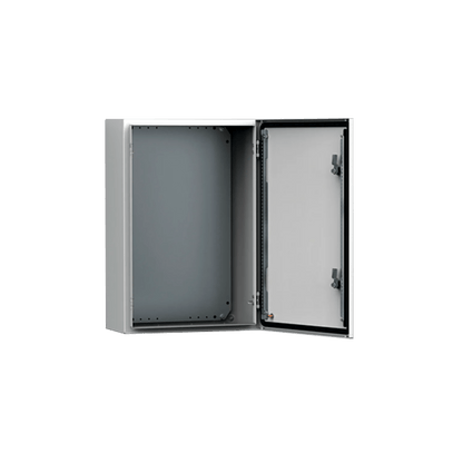 Gabinete de Uso Exterior MAS 500 x 400 x 210 mm NEMA 4/12/13; IP66; IK10 de Acero Dulce 1.5 mm con Platina de Montaje Incluida Color Gris Claro