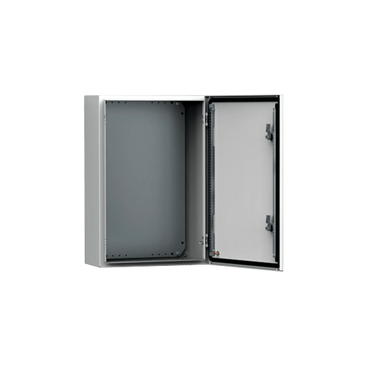 Gabinete de Uso Exterior MAS 500 x 400 x 210 mm NEMA 4/12/13; IP66; IK10 de Acero Dulce 1.5 mm con Platina de Montaje Incluida Color Gris Claro