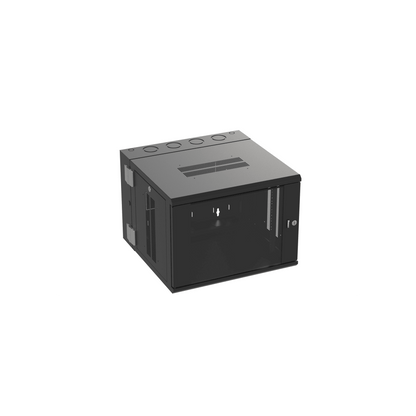 Gabinete PanZone de Montaje en Pared, de 19in, Puerta con Ventana de Seguridad, 9 UR, 635mm de Profundidad, Color Negro