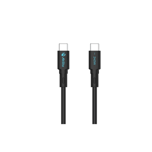 Cable de Carga USB-C a C / 1 Metro (3.28 Pies) / Tecnología GaN (Nitruro de Galio) / Fast-Charging / Potencia 240W / Velocidad Transferencia 480 Mbps / Material / Conector Aluminio Anodizado