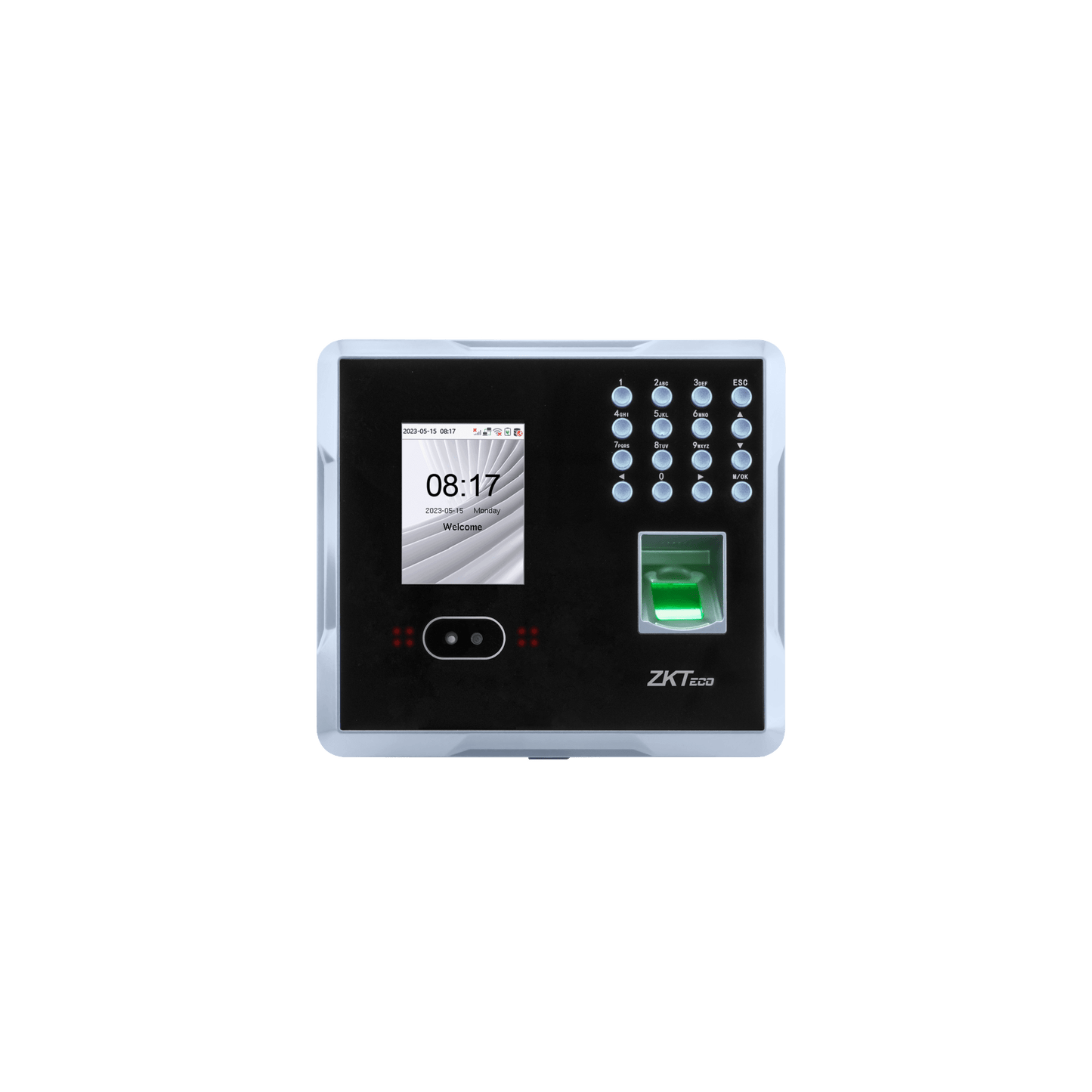 Terminal Multi-Biométrica de Asistencia y Control de Acceso / Reconocimiento Facial, Huella y Tarjeta / 2,000 Usuarios / 1,500 Rostros / 2,000 Huellas / 100,000 Eventos / TCP/IP Wi-Fi USB / ADMS / Pantalla 2.8" TFT