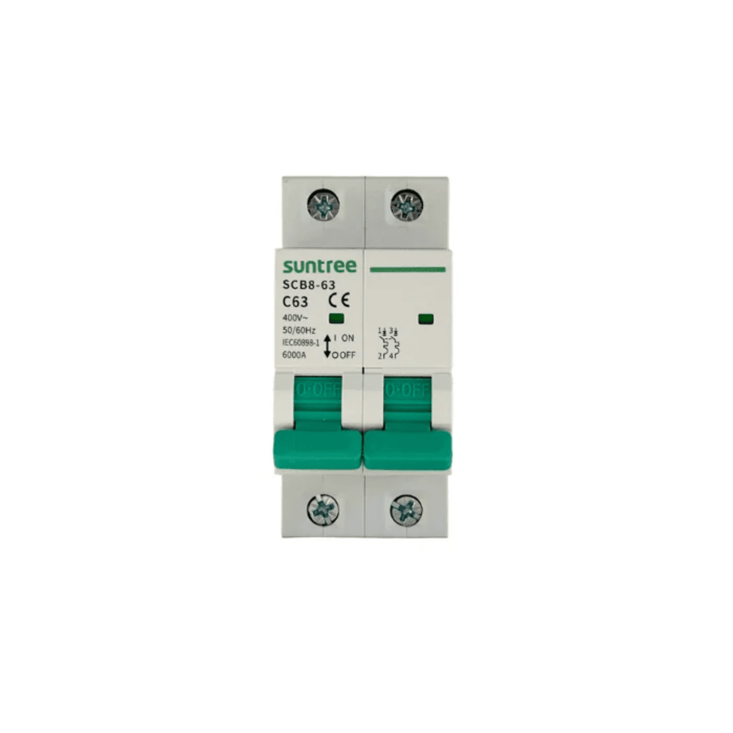 Protección Térmica/ Interruptor 2P, 32 A,  Corriente Alterna 400Vca para Aplicación Fotovoltaica Montaje Riel DIN
