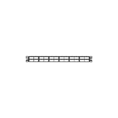 Panel de Parcheo Modular Mini-Com (Sin Conectores), Plano, Blindado, Alta Densidad, de 48 Puertos, 1UR