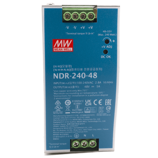 Fuente de Poder Industrial / 240 Watts / Salida 48 VCD / 5 Amp / Montaje Riel Din