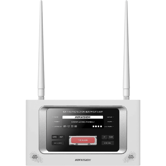 (HikFire) Panel Inalámbrico de Detección de Incendio (Gateway LoRa) / Pantalla LCD Táctil / Comunicación hasta 2 km / Gestión de 128 Dispositivos / Encriptación AES128 / Integración a HikCentral Professiona