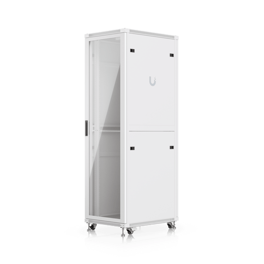 UACC Rack Cabinet 42U (600 × 800 mm) – Gabinete de Piso Totalmente Ensamblado con Ventiladores Integrados, Paneles Removibles, Ruedas con Seguro y Puerta Frontal de Vidrio Templado