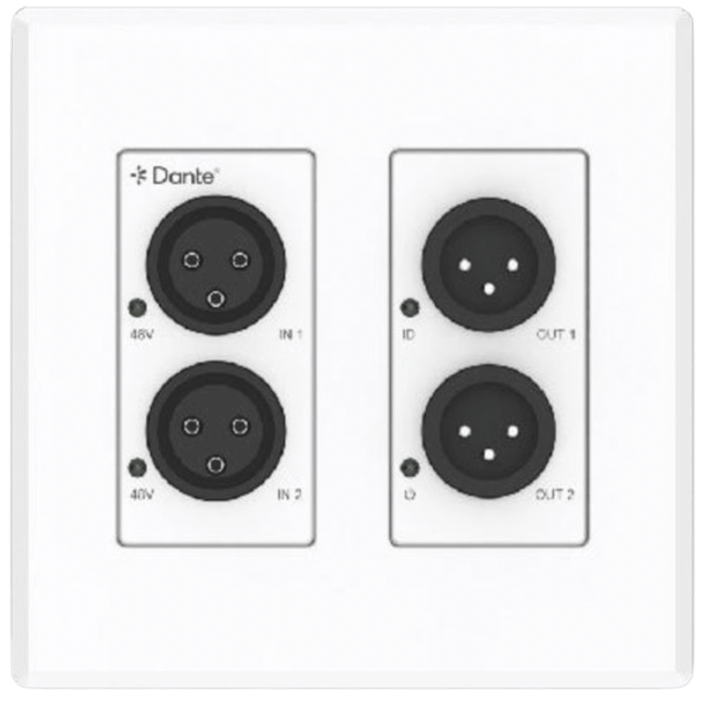 Extensor de Audio Analógico XLR a Dante® | 2 Entradas y 2 Salidas | Conversión Digital de Audio | PoE IEEE 802.3af | Phantom Power 48V | Latencia Configurable 1-5ms | Rango Dinámico >90dB
