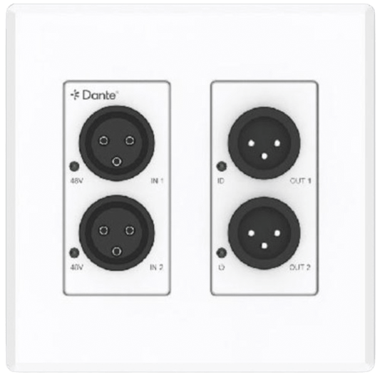 Extensor de Audio Analógico XLR a Dante® | 2 Entradas y 2 Salidas | Conversión Digital de Audio | PoE IEEE 802.3af | Phantom Power 48V | Latencia Configurable 1-5ms | Rango Dinámico >90dB