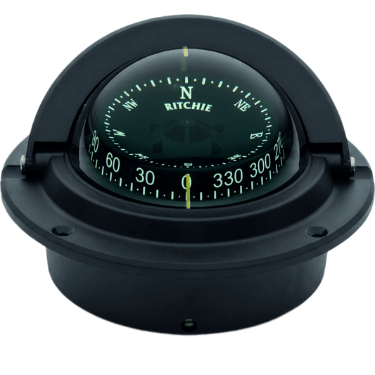 Brújula de Navegación Marítima Ritchie F-83 / Montaje Flush / CombiDial 3" (76 mm) / Iluminación NiteVu Verde / DirectiveForce Magnets / Construcción Compuesta Alta Temperatura / 100% Reparable