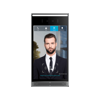 Videoportero IP SIP con Reconocimiento Facial, 8" IPS, 10,000 rostros, anti-suplantación, IP66/IK07, PoE