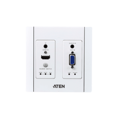 Transmisor HDBaseT | HDMI y VGA | Placa de Pared US / PoH (4K a 100 m) | (HDBaseT Class A) (PoH PD)