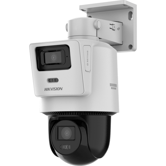 Cámara PTZ TandemVu 4 MP + 4 MP / Lentes 2.8 mm + 8 mm / Dual Light IR + Blanca 30 m / IP66  / Audio Bidireccional