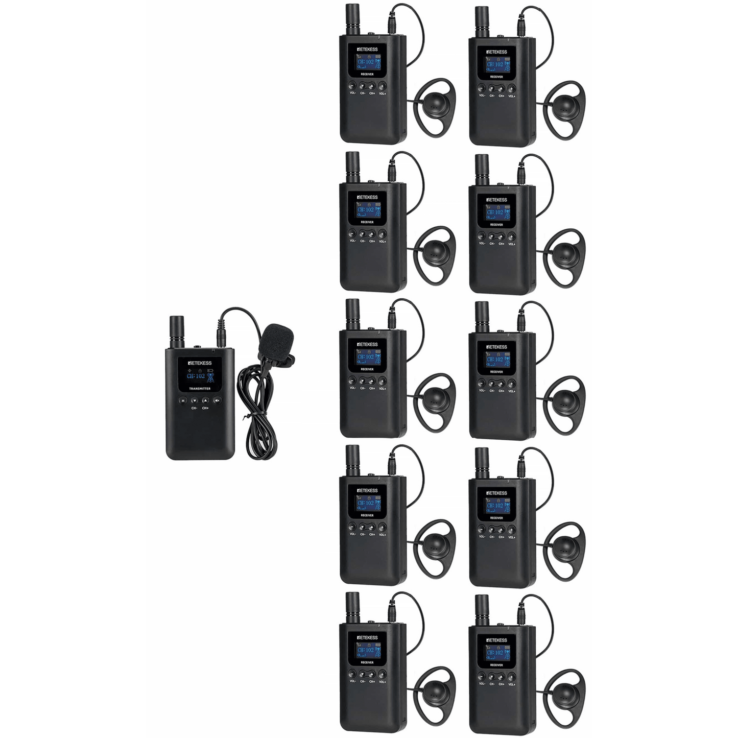 Kit para guía turístico de 1 transmisor y 10 receptores