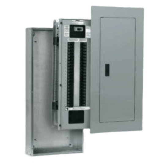 Tablero de alumbrado P1, 30 circuitos, Barras en aluminio 250 AMP, Frente de sobreponer, Sin zapatas principales.