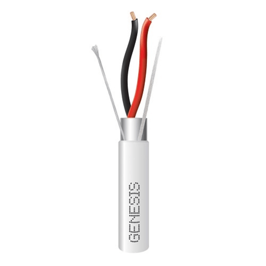 Bobina de 305 Metros (1000 Pies) de Cable 2 x 22 AWG BLINDADO / PLENUM / Color Blanco / Para Aplicaciones de Audio, Seguridad y Control