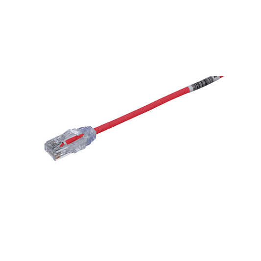 Cable de Parcheo TX6, UTP Cat6, Diámetro Reducido (28AWG), Color Rojo, 20 cm (7.87 pulgadas)