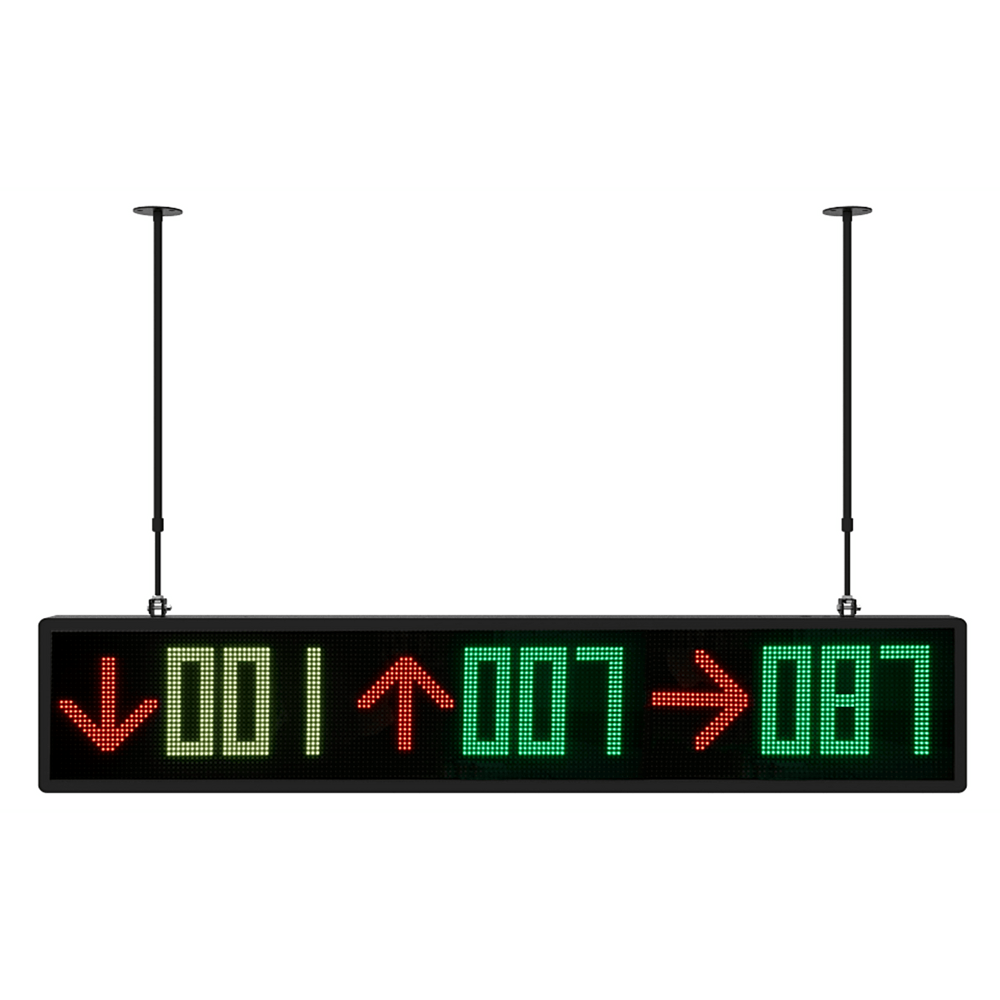 Pantalla LED de Guiado para Estacionamiento Interior/ 9 Dígitos y 3 Iconos / Multicolor 7 Colores / 1700 cd/m² de Brillo / Comunicación RS485-RJ45 / Instalación con Bracket Ajustable 560-1020 mm