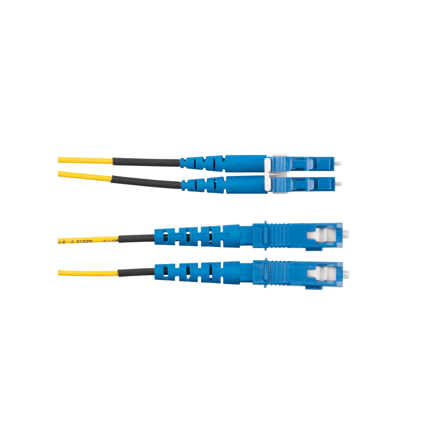 Jumper de Fibra Optica Monomodo 9/125 OS2, LC-SC Duplex, OFNR (Riser), Color Amarillo, 50 Metros