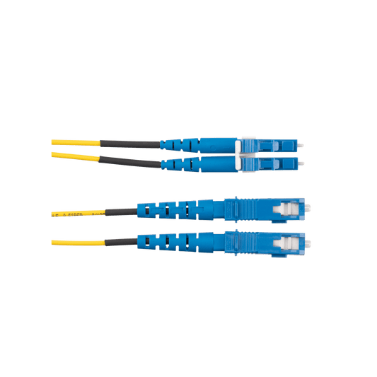 Jumper de Fibra Optica Monomodo 9/125 OS2, LC-SC Duplex, OFNR (Riser), Color Amarillo, 50 Metros