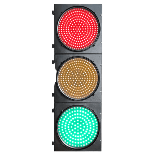 Semáforo LED Full Ball, 300 mm, PC+ABS, IP53, 149 LEDs Rojo/Amarillo, 97 LEDs Verde, 400 m Visibilidad, 100.000 Horas Vida Útil