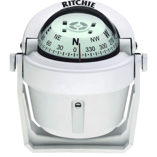 Brújula de Navegación Marítima Ritchie B-51W / Montaje en Bracket / Dial 2" (51 mm) / Iluminación Nocturna Verde / DirectiveForce Magnets / Construcción Compuesta Alta Temperatura / 100% Reparable