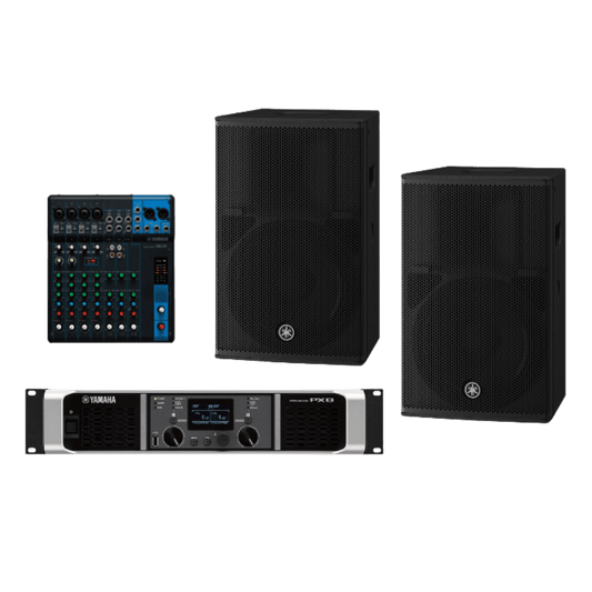 Kit Refuerzo Sonoro y Mixer | Incluye 2 Bocinas CHR12 | Amplificador PX8 | Mezclador MG10 | Ideal para PA