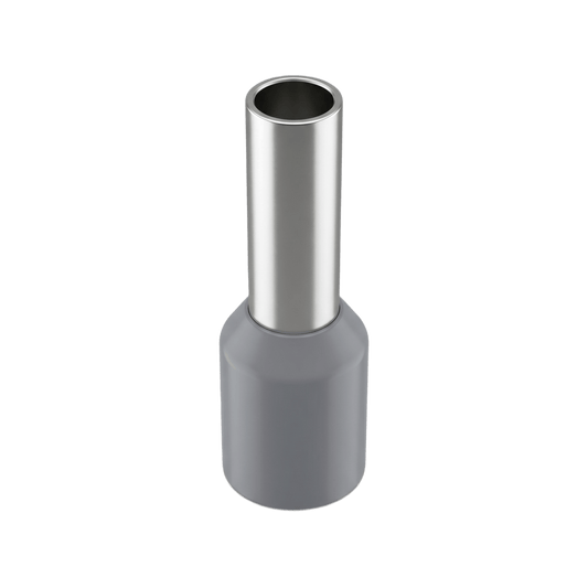 Conector Ferrule | 12AWG  | 4mm²  | Conductor Latón Estañado | Aislamiento PVC Gris | 25 Piezas por Bolsa