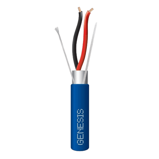 Bobina de 305 Metros (1000 Pies) de Cable 2 x 18 AWG / Plenum / BLINDADO / Tipo FPLP, CMP, CL3P / Color Azul / Para Aplicaciones en Sistemas de Seguridad, Audio, Control y otras Aplicaciones
