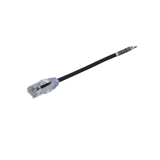 Cable de Parcheo UTP Cat6A, CM/LSZH, Diámetro Reducido (28AWG), Color Negro, 0.30 Metros (1 Pie)