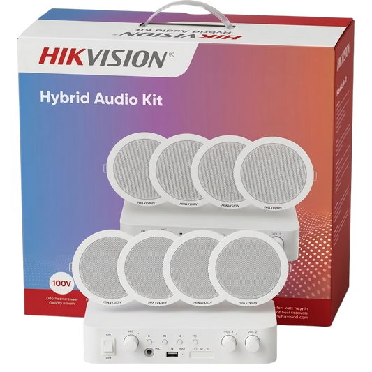Kit de amplificador con bluetooth | 4 altavoces para plafón | Sistema 100V |  2 Canales con Control de volumen Independiente |  Música Ambiental