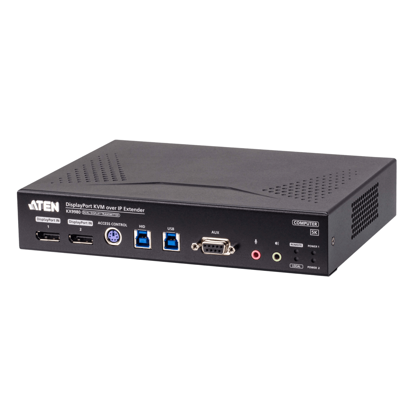 Extensor KVM over IP Dual Display 5K DisplayPort | Transmisión Sin Pérdidas Cero Latencia | Resolución 5120x2880 @ 30Hz | Dual SFP+ 10Gbps hasta 10 km | Redundancia de Energía y Red | Encriptación AES-256 | Gestió