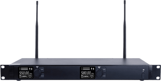 Receptor Inalámbrico Dual Canal Digital U-Band | 4 Bandas de Frecuencia (470-830 MHz) | Transmisión Digital pi/4-DQPSK | Pantalla TFT-LCD 2.2" | Anti-Interferencia con ID Code Pilot | Salidas Balanceadas y Desbalanceadas | Ecualizacion
