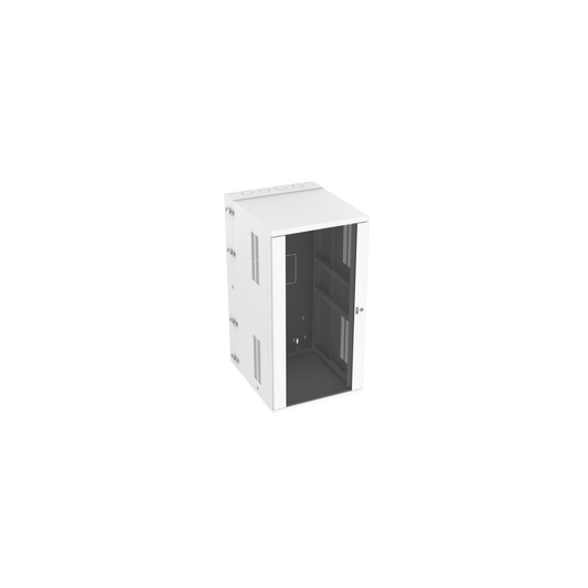 Gabinete PanZone de Montaje en Pared, de 19in, Puerta con Ventana de Seguridad, 26 UR, 762mm de Profundidad, Color Blanco