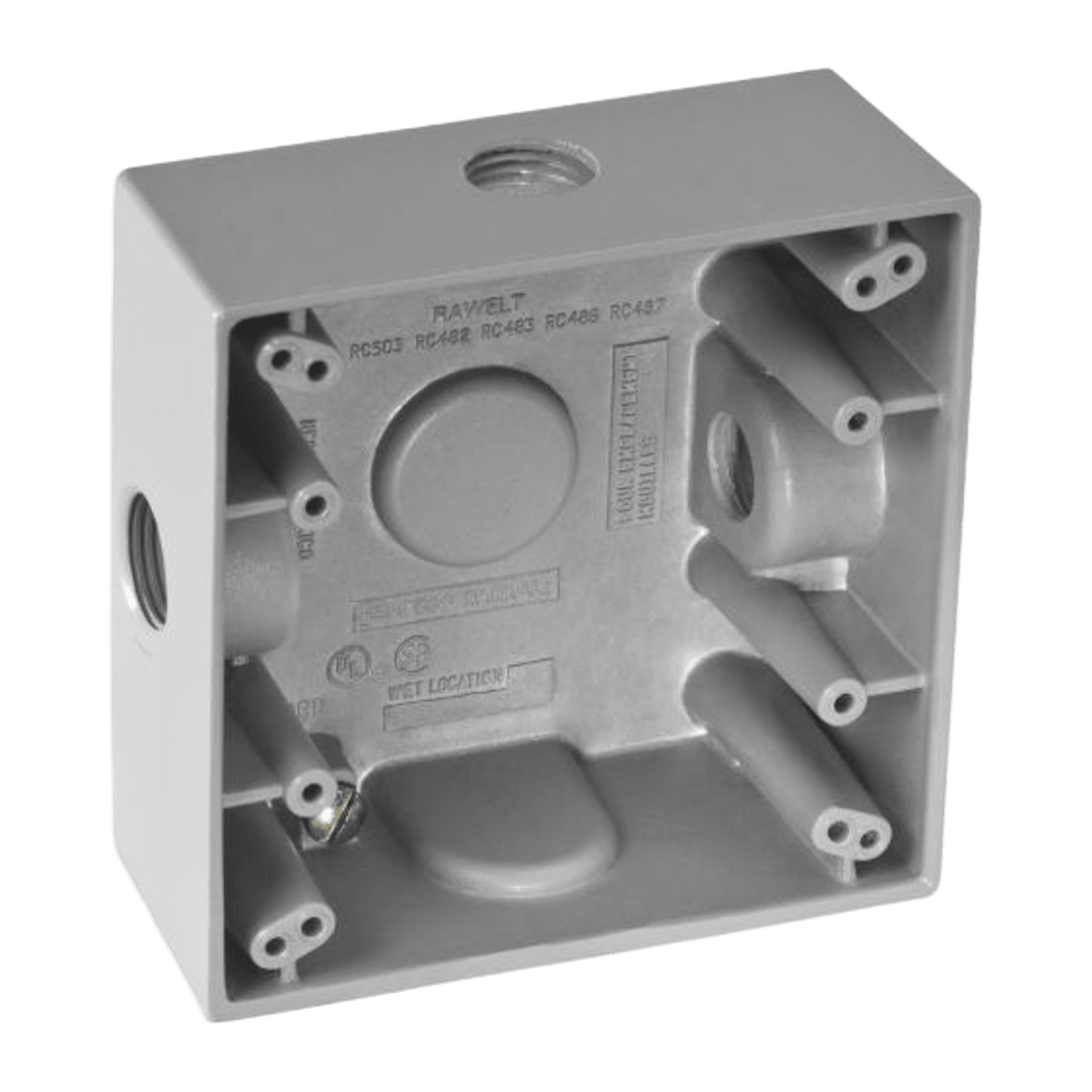 Caja Cuadra de 1/2" a Prueba de  Intemperie/ Cuenta con 3 salidas.