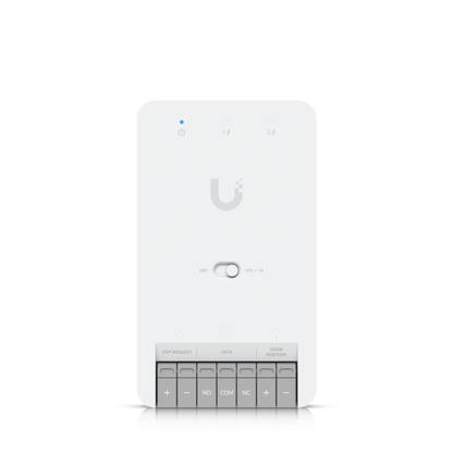 Centro de Control de Acceso Compacto Ubiquiti UniFi / Terminal de Bloqueo 12V / Entradas Adicionales Sensor y Botón / Alimentación PoE++ / Conexión para Dos Lectores o Cámaras / Uso Interior