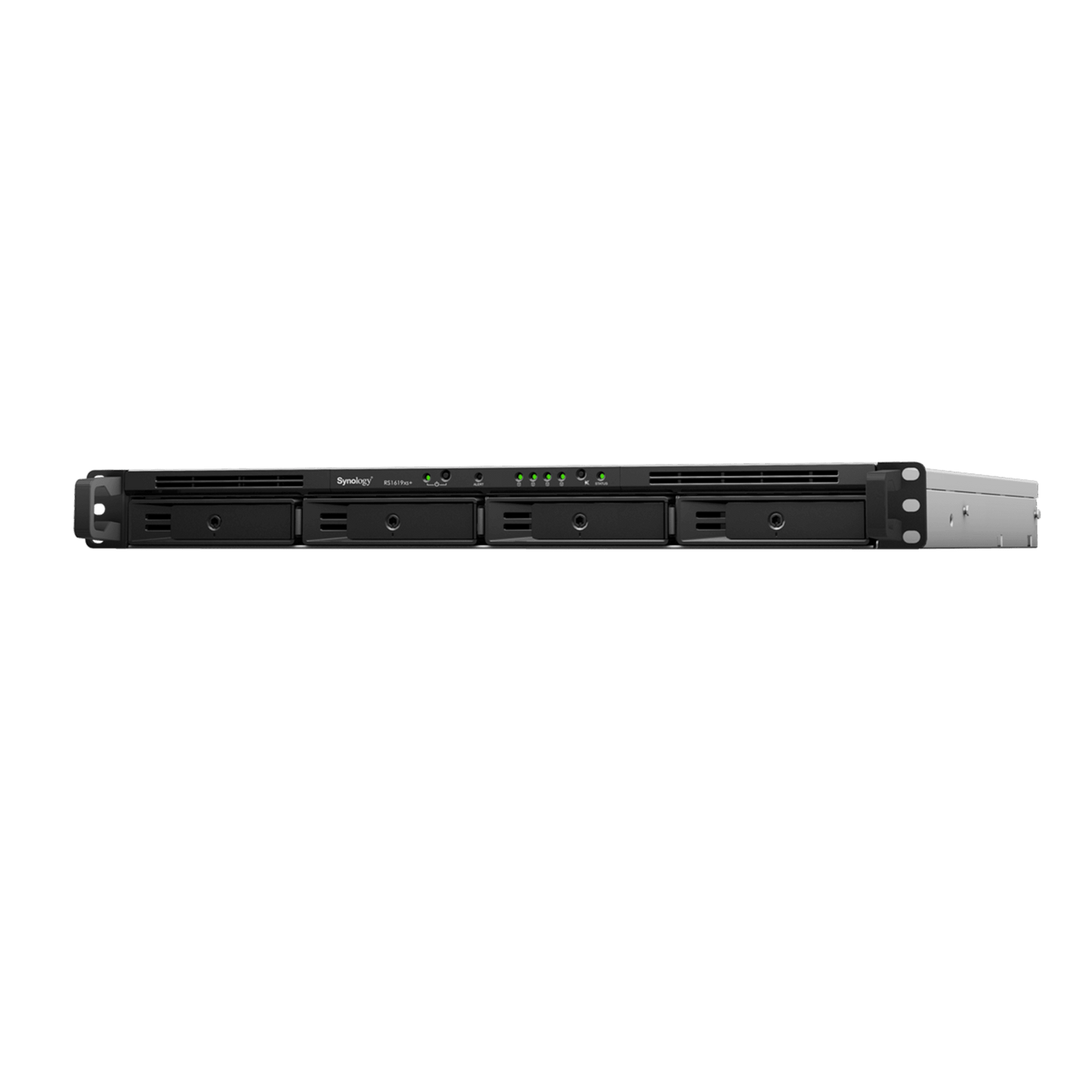 NAS RackStation RS1619xs+ | 4 Bahías | CPU Intel Xeon D-1527 Quad-Core | 8 GB DDR4 ECC (Ampliable a 64 GB) | 2 Ranuras M.2 NVMe/SATA | 4 Puertos LAN 1GbE | Soporte 10GbE Opcional | Escalable hasta 16 Bahías.