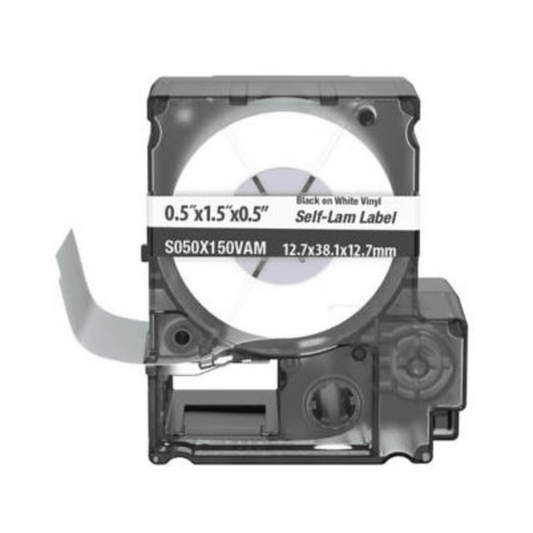 Casete de 175 Etiquetas Autolaminadas de 12.7 x 38.1 mm (0.5 x 1.5 pulgadas), para Cables de 4 a 8.1 mm (0.16 a 0.32 pulgadas) de Diámetro, Área de Impresión Color Blanco