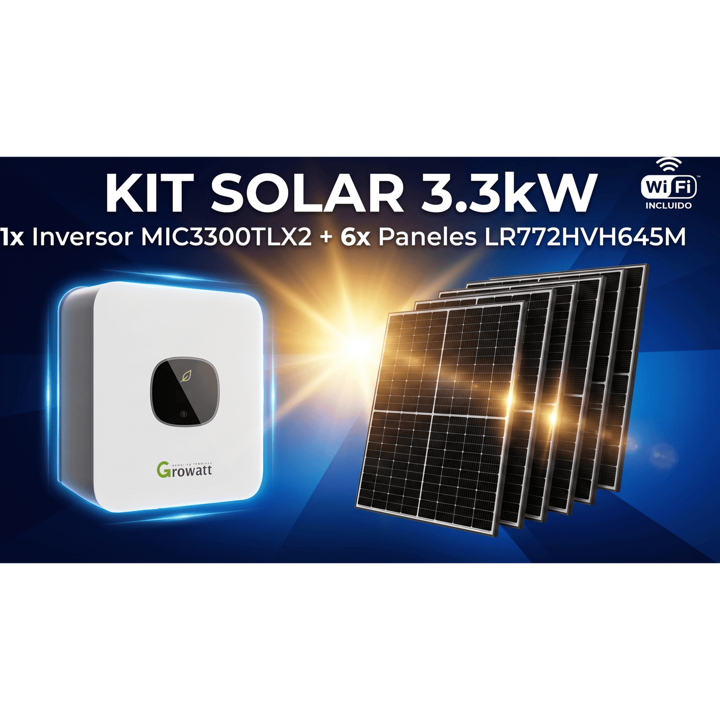 Kit Solar Interconexion  / 3kW  220Vca / Inversor GROWATT/ Montaje Incluido
