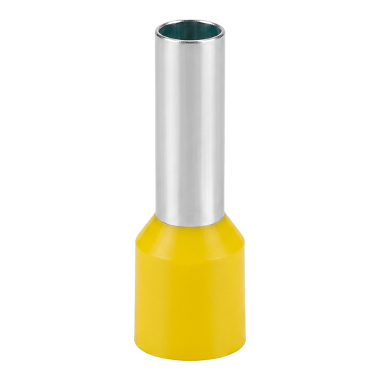 Conector Ferrule | 10AWG | 6mm²  | Conductor Latón Estañado  | Aislamiento PVC Amarillo | 25 Piezas por Bolsa