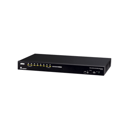 Switch KVM HDMI | 8 Puertos | 4K DCI 4096 x 2160 @ 60Hz | USB 2.0 Hub 2 Puertos | Cascada 3 Niveles hasta 512 PCs | Multi-Display hasta 8 Monitores | Video DynaSync | HDCP 2.2 | OSD Multilingüe