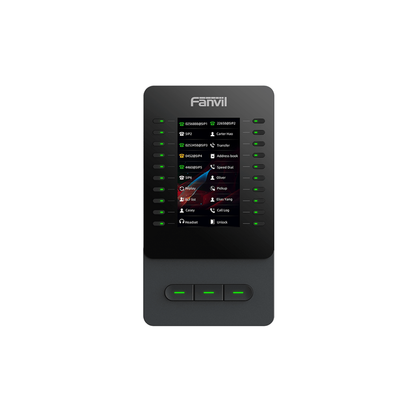 Módulo de Expansión EM60 con Pantalla a Color / 4.3 Pulgadas 480x272 / 60 Teclas Programables DSS / USB Tipo-C / Compatible con V65-V66-V66 Pro / Cascada hasta 4 Módulos / Con Soporte Ajustable