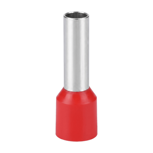 Conector Ferrule | 6AWG | 10mm²  | Conductor Latón Estañado  | Aislamiento PVC Rojo | 25 Piezas por Bolsa
