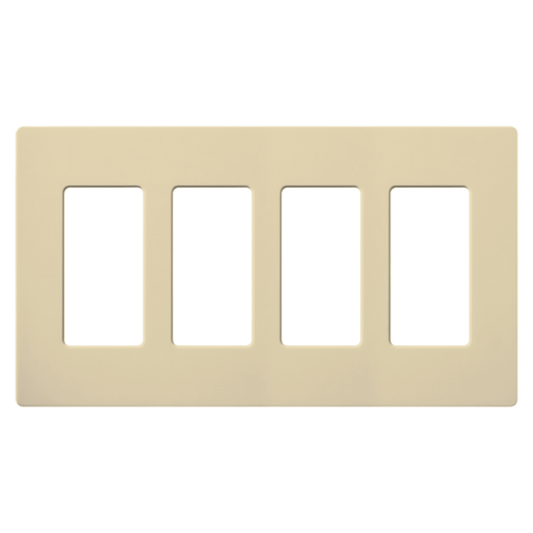Placa de pared 4 espacios, color blanco, para atenuador (dimmer), switch ó control remoto PICO inalámbrico