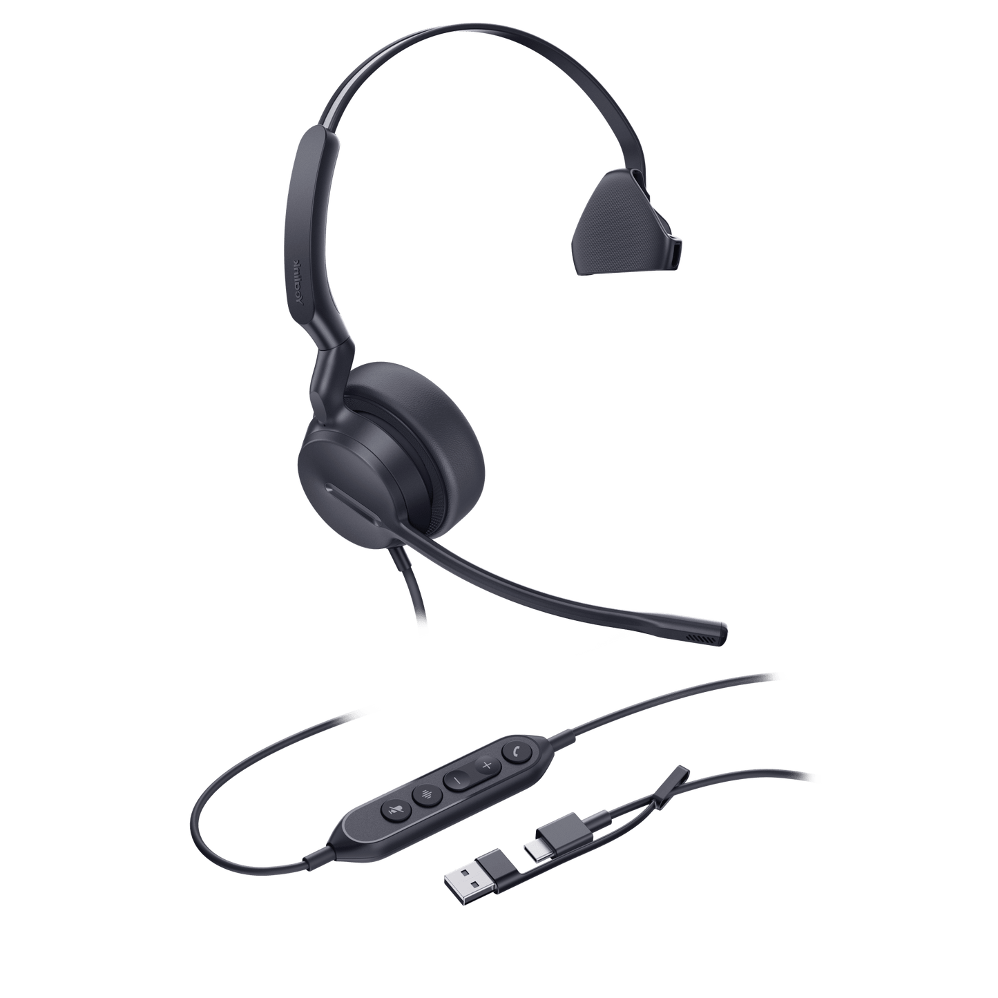 Diadema Profesional Alámbrica Yealink UH42 Mono con Cancelación de Ruido por IA y Conectividad USB-C/A Compatible con Teléfonos IP y Computadoras