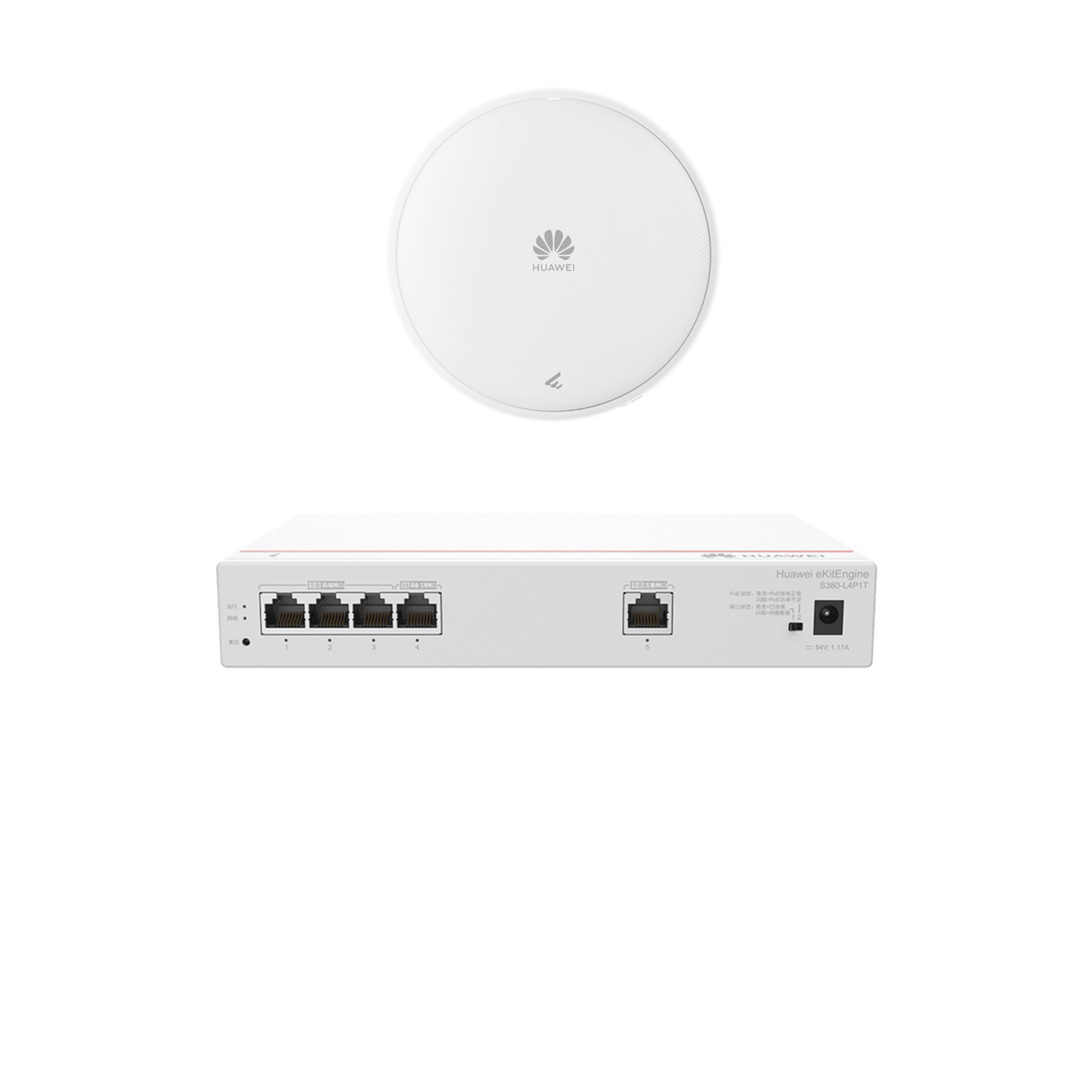 Kit DEMO de Router Multi-Servicio / 1 puerto 10/100/1000 Mbps(WAN) / 4 puertos 10/100/1000 Mbps(LAN) PoE / 50W + Punto de Acceso Wi-Fi 7 / 3.5 Gbps / MU-MIMO 2x2 (2.4GH y 5GHz) / Smart Antenna más cobertura / Instalación en techo y pared