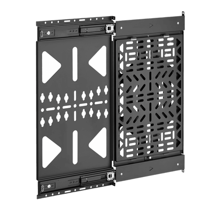 Montaje Deslizante de Almacenamiento AV | Capacidad de Carga 10 kg (22 lbs) | Rango de Deslizamiento 300 mm | Fabricado en Acero | Sistema de Sujeción Quick-Release sin Herramientas