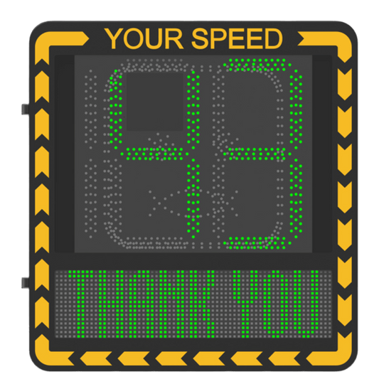Pantalla LED de Señalización de Velocidad por Radar / Detección de Velocidad en Tiempo Real / Rango de Detección de 100 m / Hasta 32 Objetivos Detectados / Pantalla LED de Alta Visibilidad / Instalación en Carril o Later