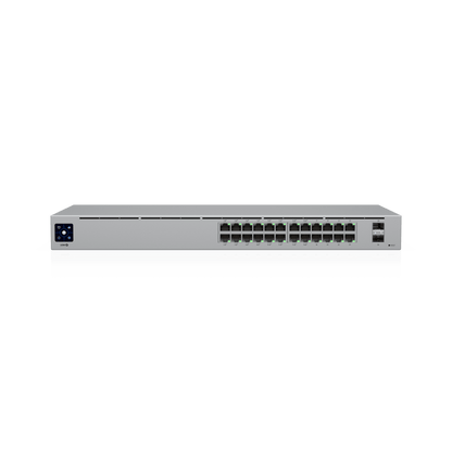 Switch UniFi Capa 2 / 24 Puertos Gigabit / 16 Puertos PoE+ 802.3af/at / 95W Total / 2 Puertos SFP 1G / Pantalla LCM / Sin Ventilador
