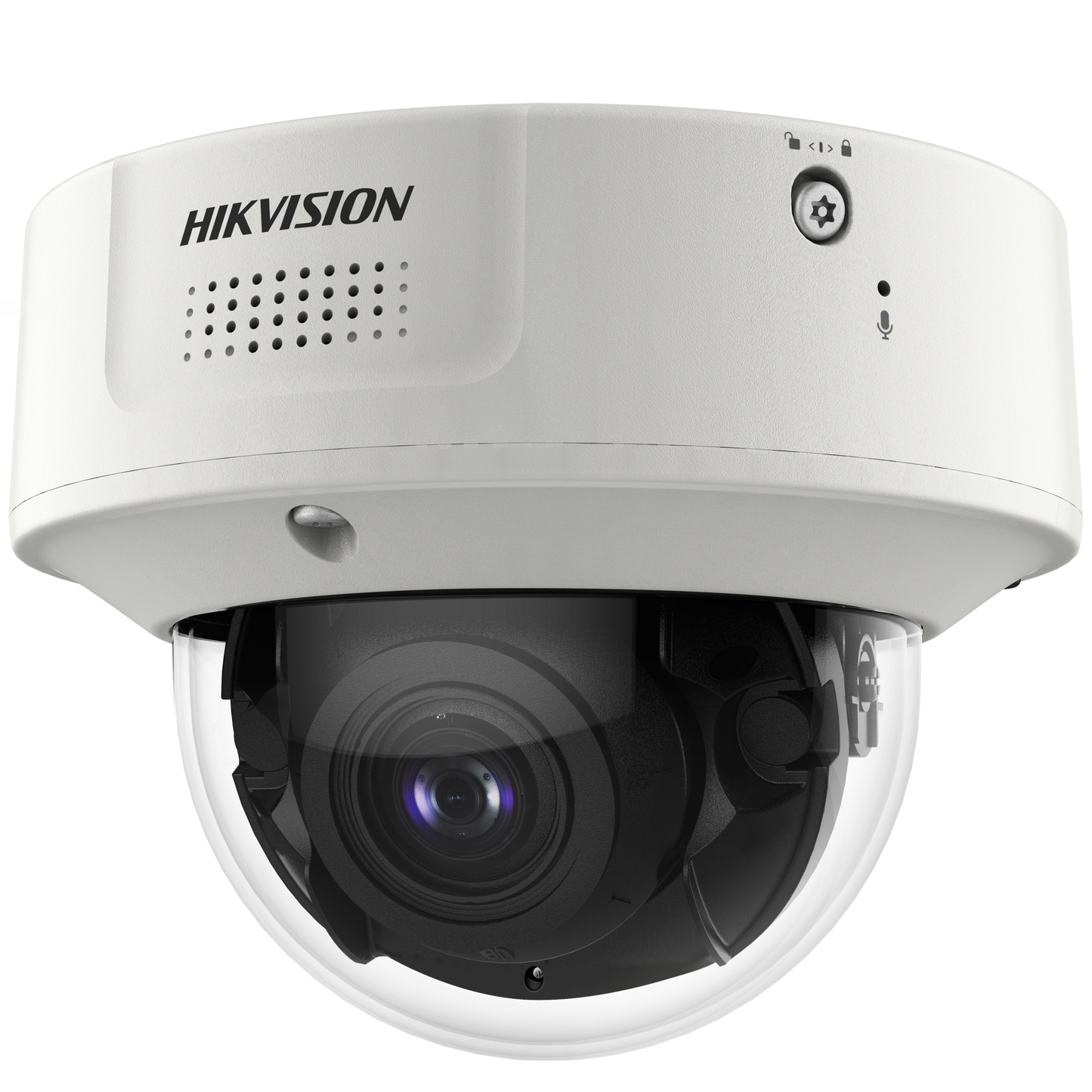 Domo IP 12 Megapixel / Lente Mot. 2.8 a 12 mm /  DARKFIGHTER / WDR 120 dB / IK10 / 40 mts IR / Conteo Facial / Reconocimiento Facial  / PoE / Búsqueda por Atributos / Micrófono Integrado / Micro SD