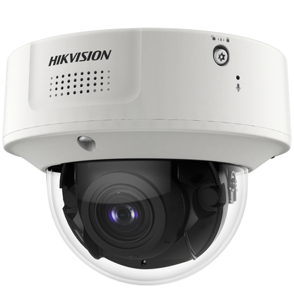 Domo IP 12 Megapixel / Lente Mot. 2.8 a 12 mm /  DARKFIGHTER / WDR 120 dB / IK10 / 40 mts IR / Conteo Facial / Reconocimiento Facial  / PoE / Búsqueda por Atributos / Micrófono Integrado / Micro SD